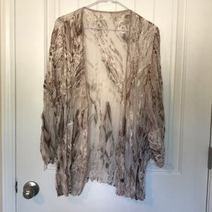 Chico’s Sheer Cardigan, Brown & White Multi-media